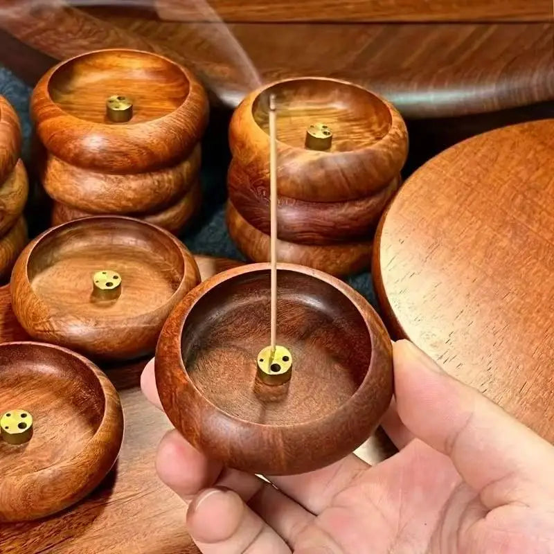 Black Walnut Round Incense Burner & Agarwood Tray Holder Incense Burner Tray Nixie