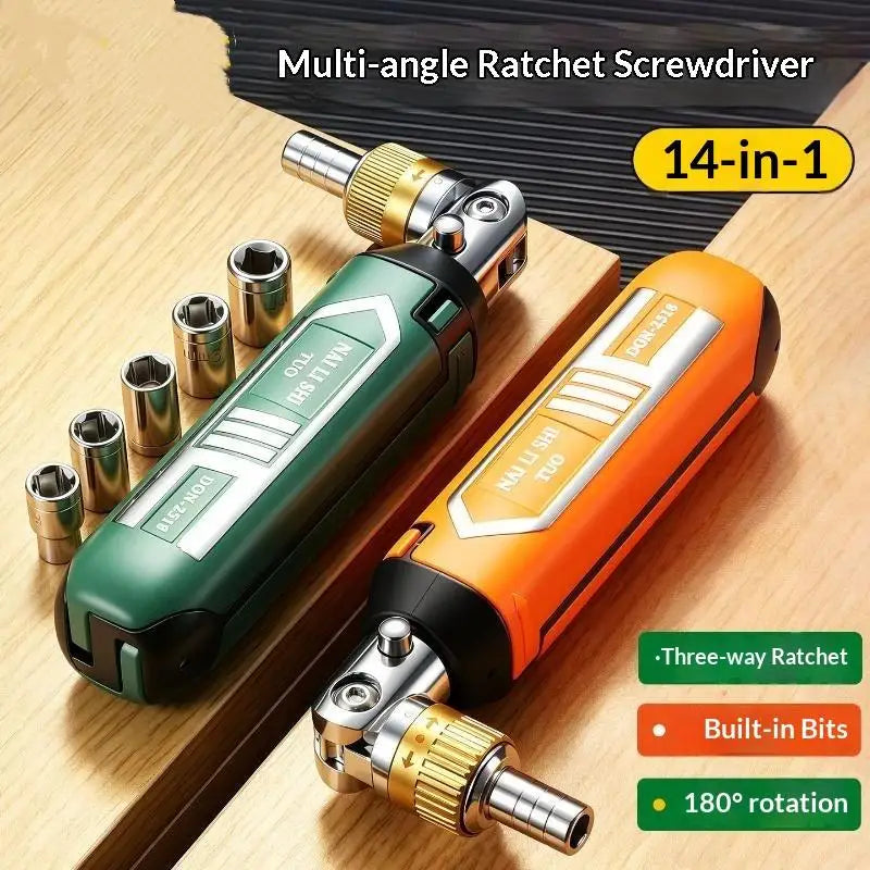 14-in-1 Ratchet Screwdriver Set | Magnetic Cr-V Bit Kit Ratchet Screwdriver Set Nixie