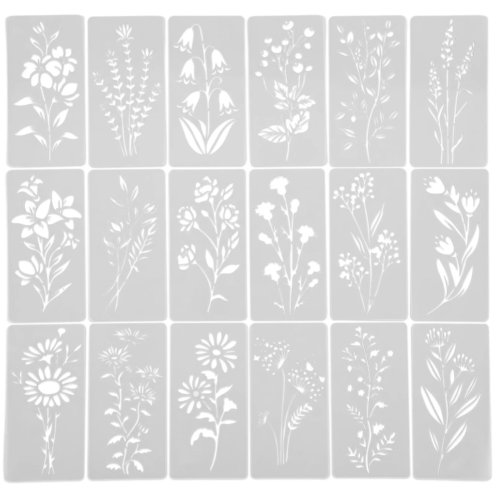 12pc Reusable Wildflower Stencils – DIY Floral Painting Templates Painting Stencil Set Nixie 7.5x15cm 18Pcs A