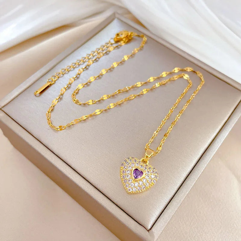 Heart Pendant Necklace Gold – Minimalist Stainless Steel Choker Pendant Necklace Nixie