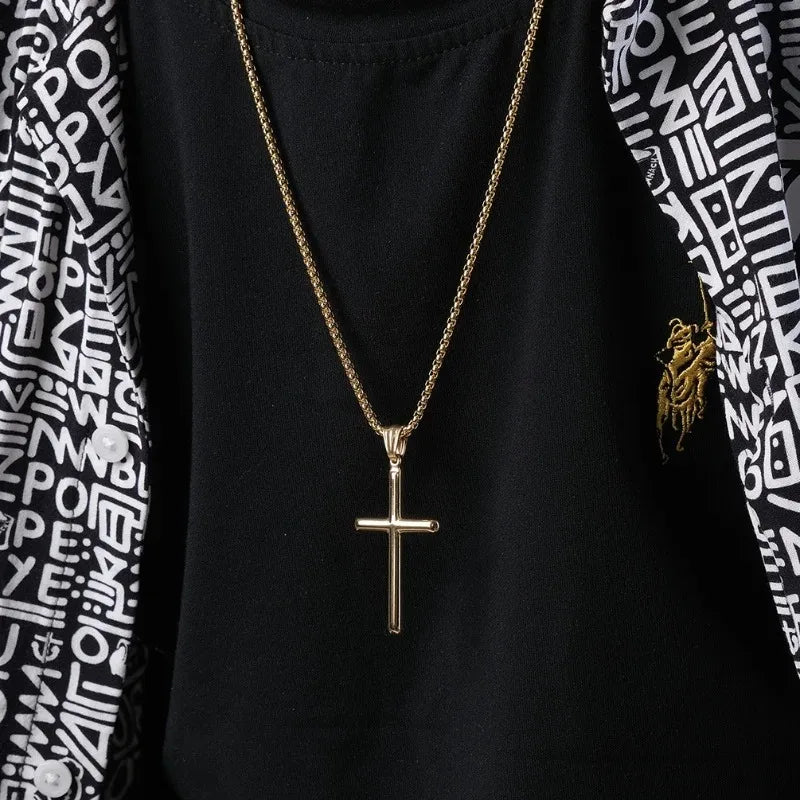 Cross Pendant Choker Necklace | Unisex Stainless Steel Gift Pendant Necklace Nixie