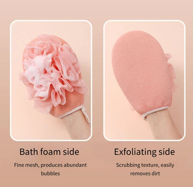 Double-Sided Exfoliating Bath Glove Body Scrubber & Massage Mitt Exfoliating Bath Glove Nixie