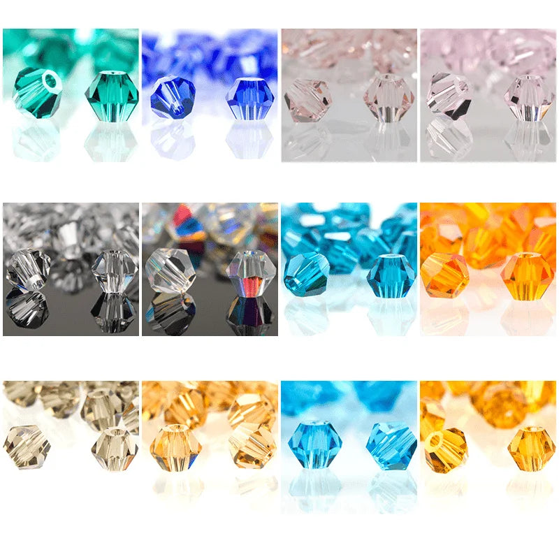 100Pcs 4MM Crystal Glass Bicone Beads – DIY Jewelry Making Jewelry Making Beads Nixie
