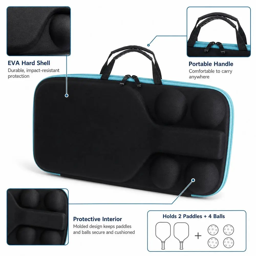 Hard Shell Pickleball Paddle Bag – Fits 2 Paddles & 4 Balls Pickleball Paddle Bag Nixie