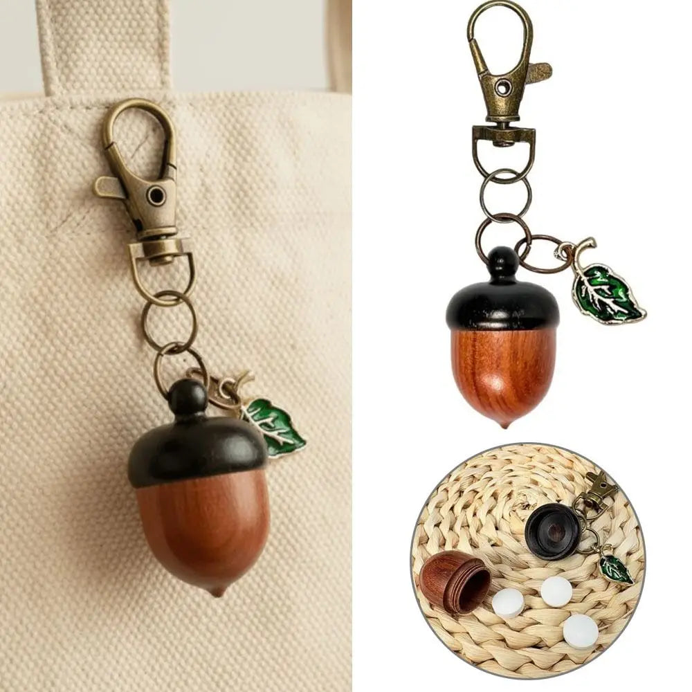 Acorn Wooden Pill Box Keychain – Mini Storage Container