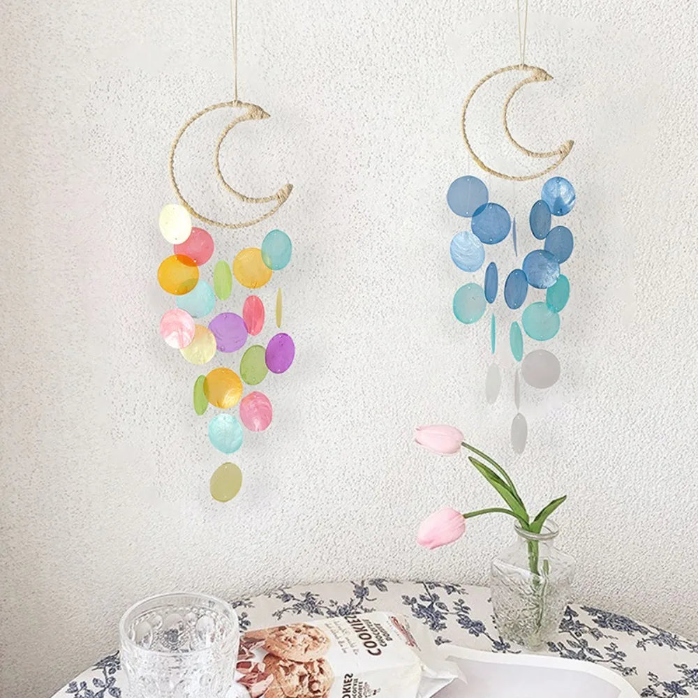 Shell Moon Wind Chimes – Natural Shell Dream Catcher Décor Wind Chime Nixie