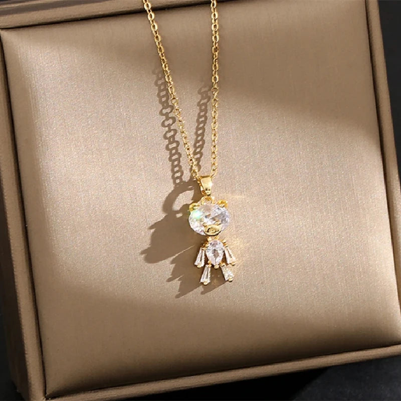 Gold Plated Animal Pendant Necklace | Copper & Steel Chain Pendant Necklace Nixie