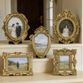 5Pcs Mini Dollhouse Picture Frames Gold Resin DIY Craft Props Miniature Craft Decor Nixie one size