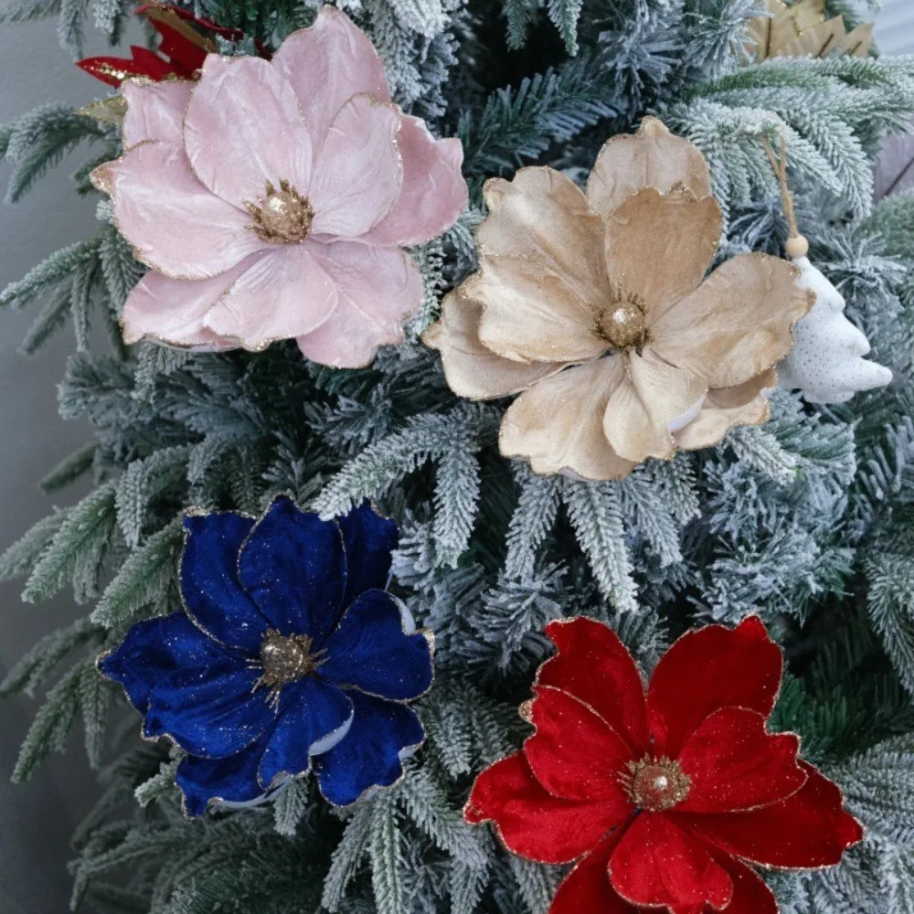 Artificial Poinsettia Glitter Flower 21cm Christmas Decoration Christmas Tree Ornament Nixie