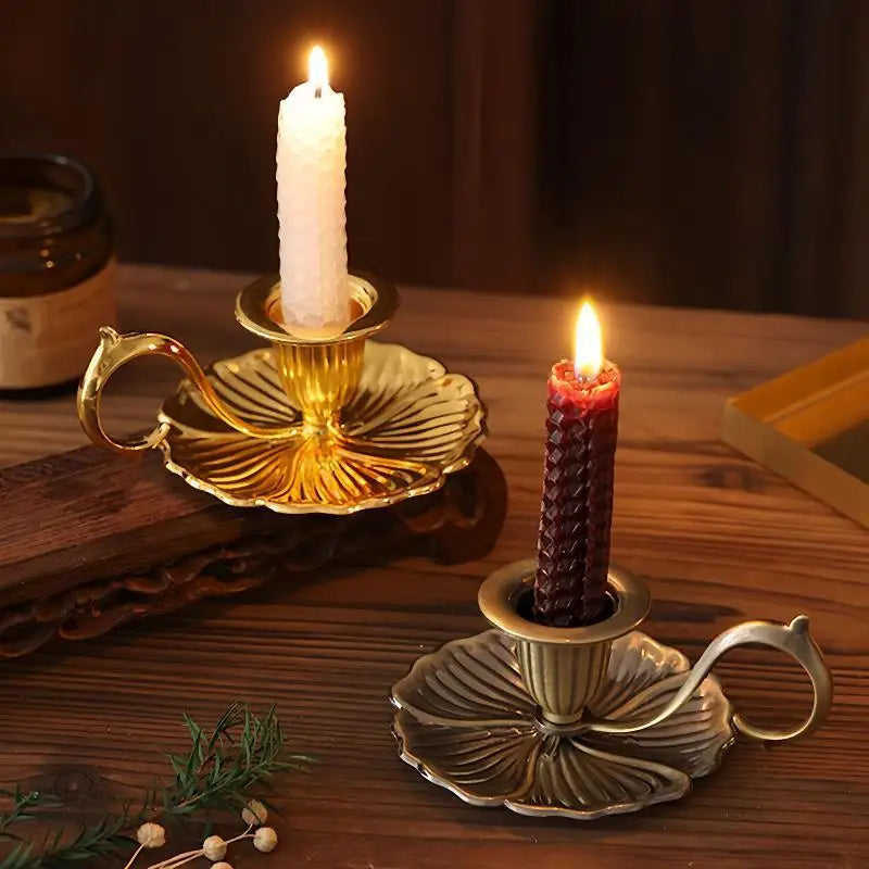Retro Teacup Metal Chamberstick Candle Holder with Handle Chamberstick Candle Holder Nixie