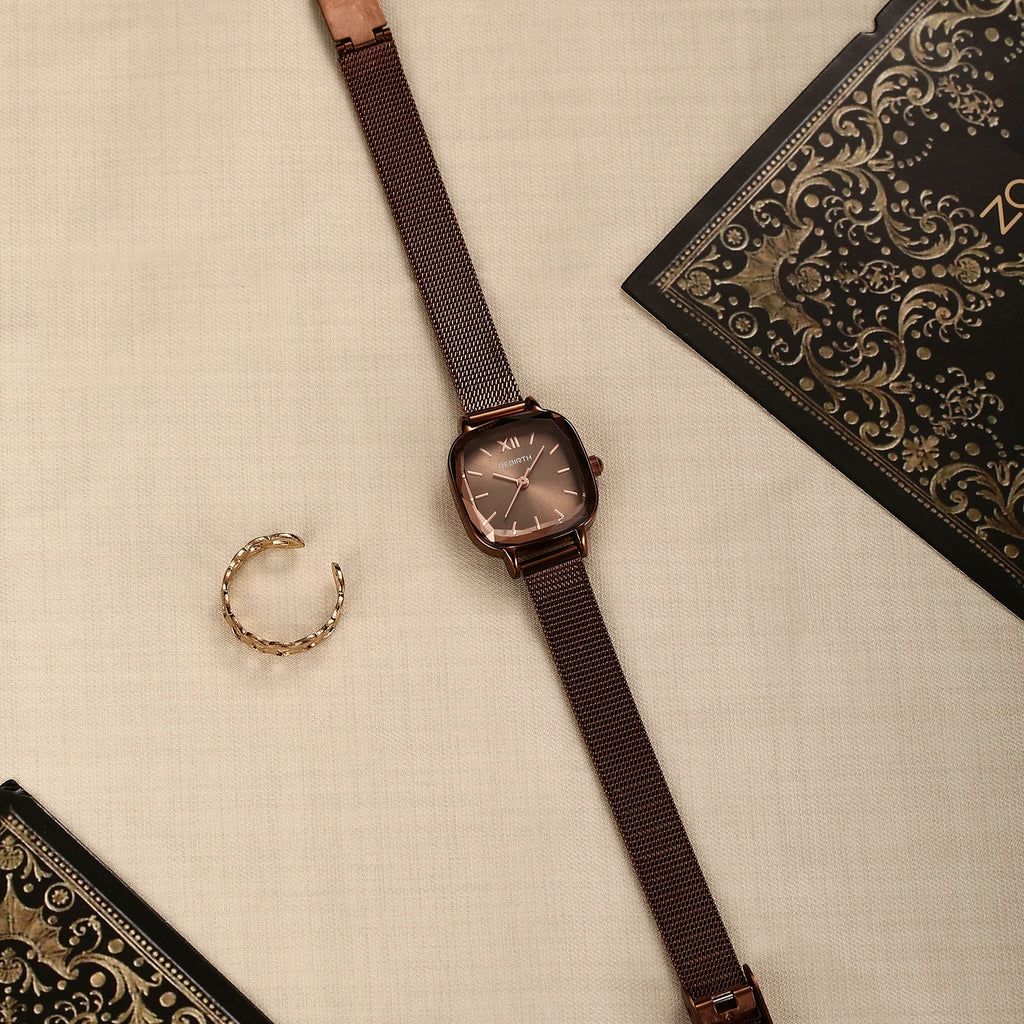 REBIRTH Women's Luxury Quartz Watch – Stainless Steel Band Women's Quartz Watch Nixie