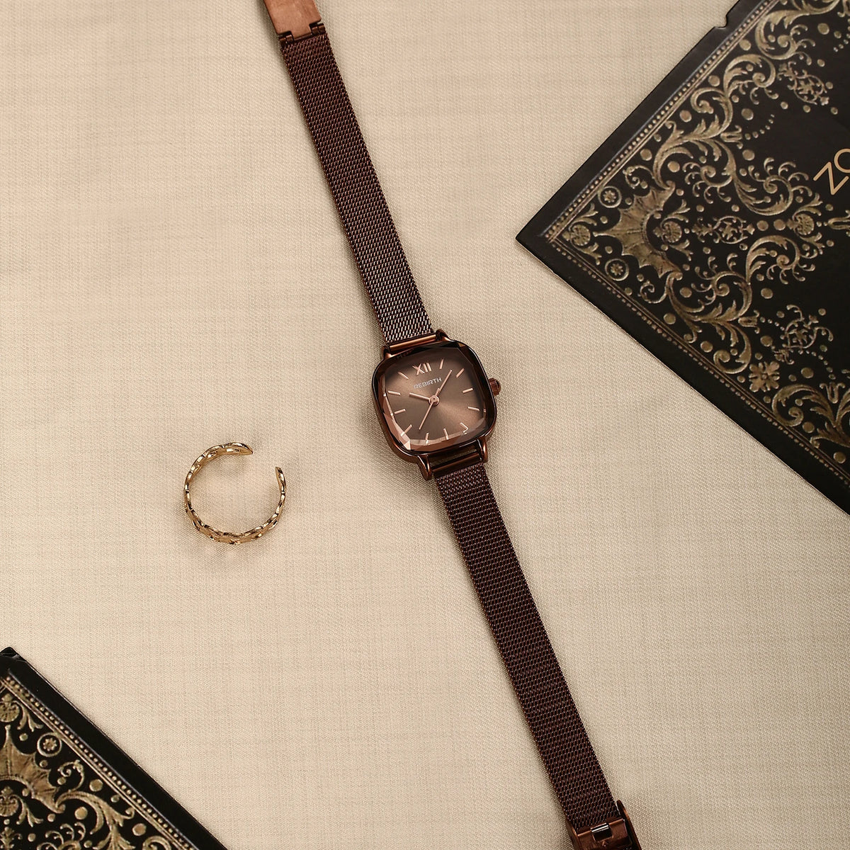 REBIRTH Women's Luxury Quartz Watch – Stainless Steel Band Women's Quartz Watch Nixie