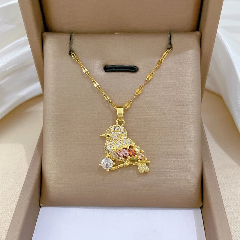 Crystal Bird Pendant Necklace – Gold Plated Clavicle Chain Pendant Necklace Nixie