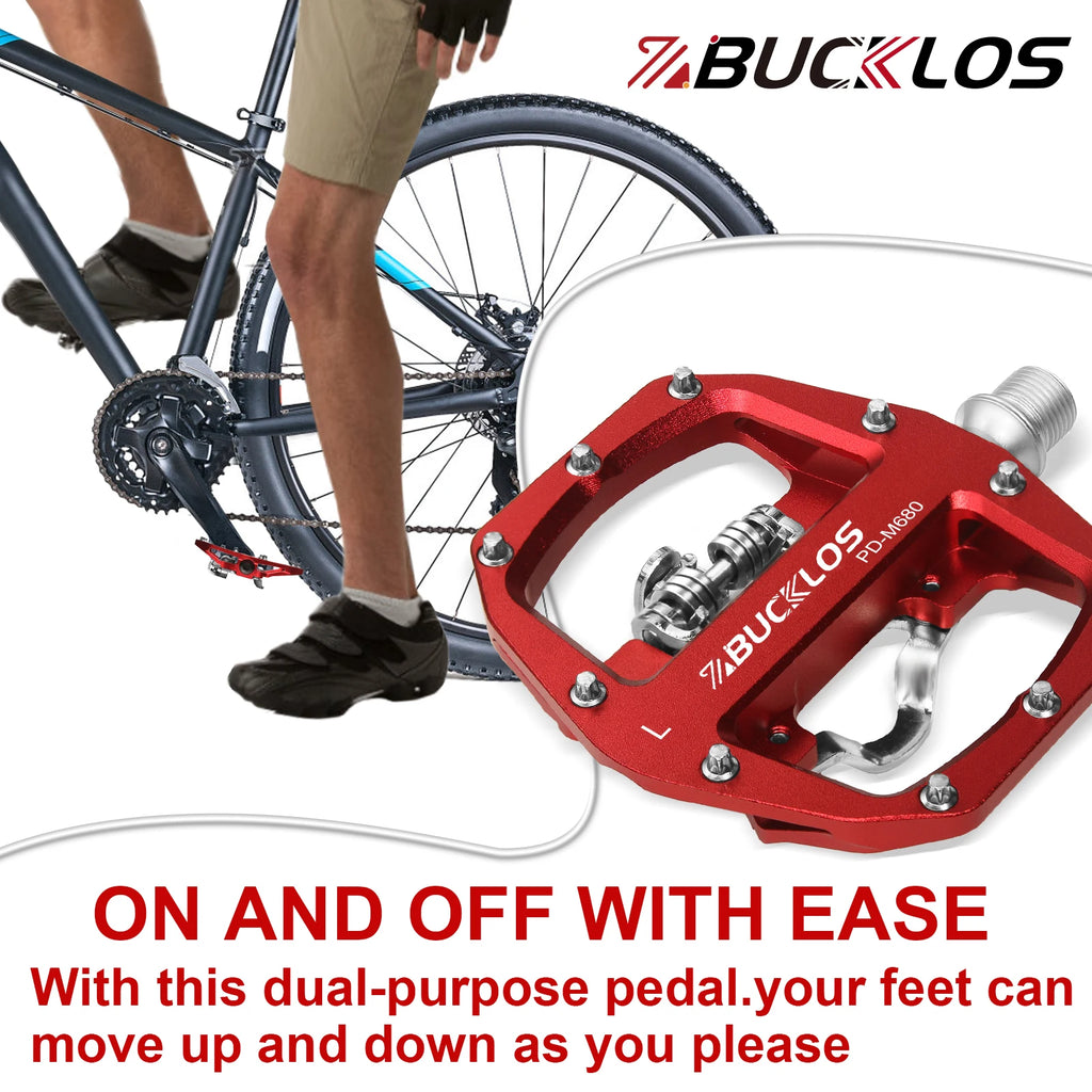 BUCKLOS SPD Dual-Function MTB Pedals – Clipless & Flat MTB Bike Pedals Nixie