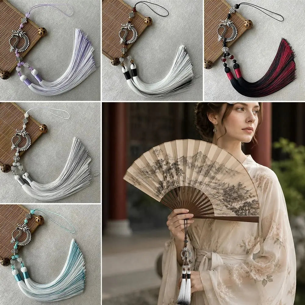 Chinese Style Alloy Fan Tassel Pendant – DIY Hanging Ornament Tassel Pendant Ornament Nixie