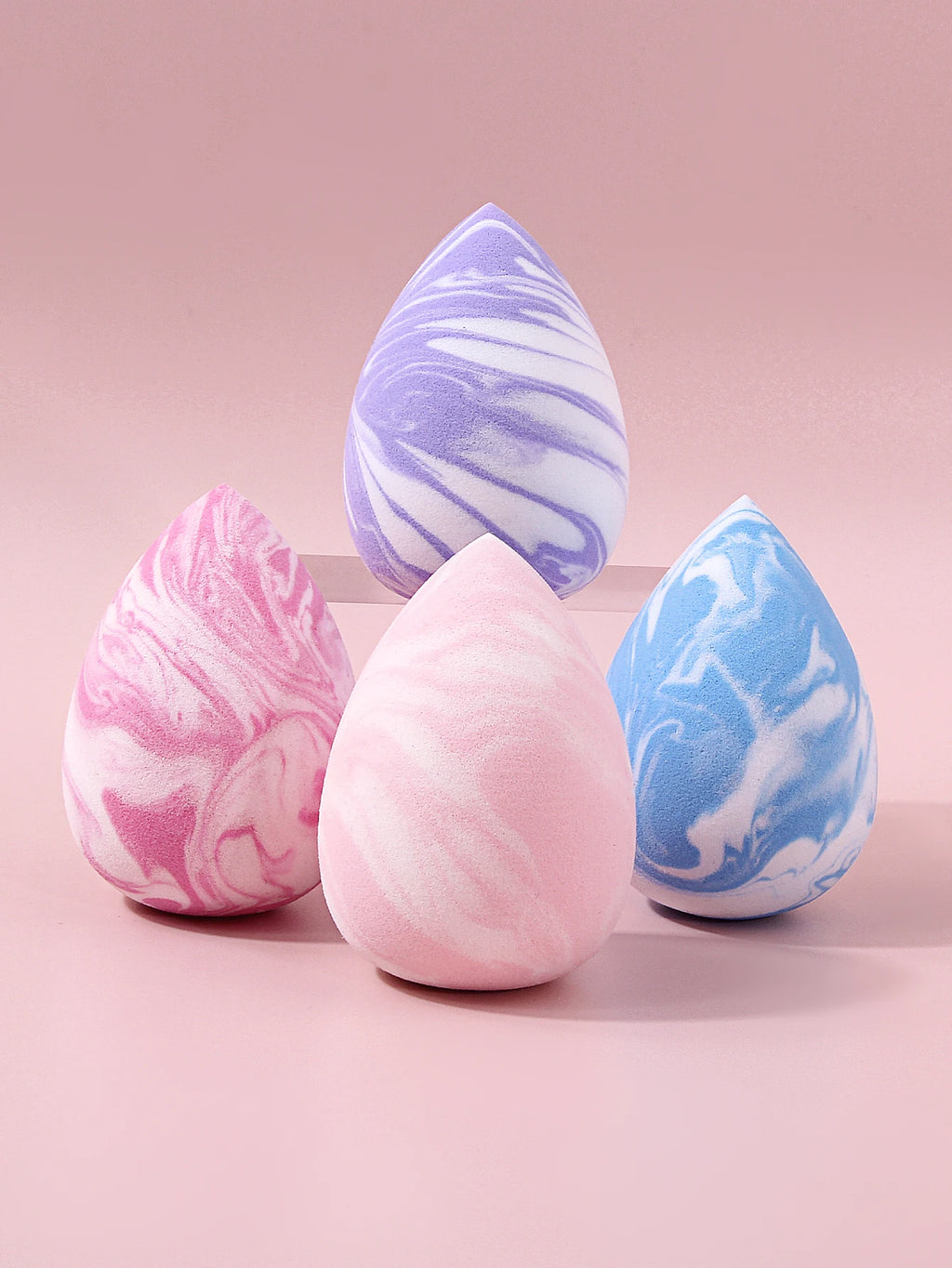 4-Piece Marble Print Makeup Sponge Set – Wet & Dry Puff Makeup Sponge Set Nixie