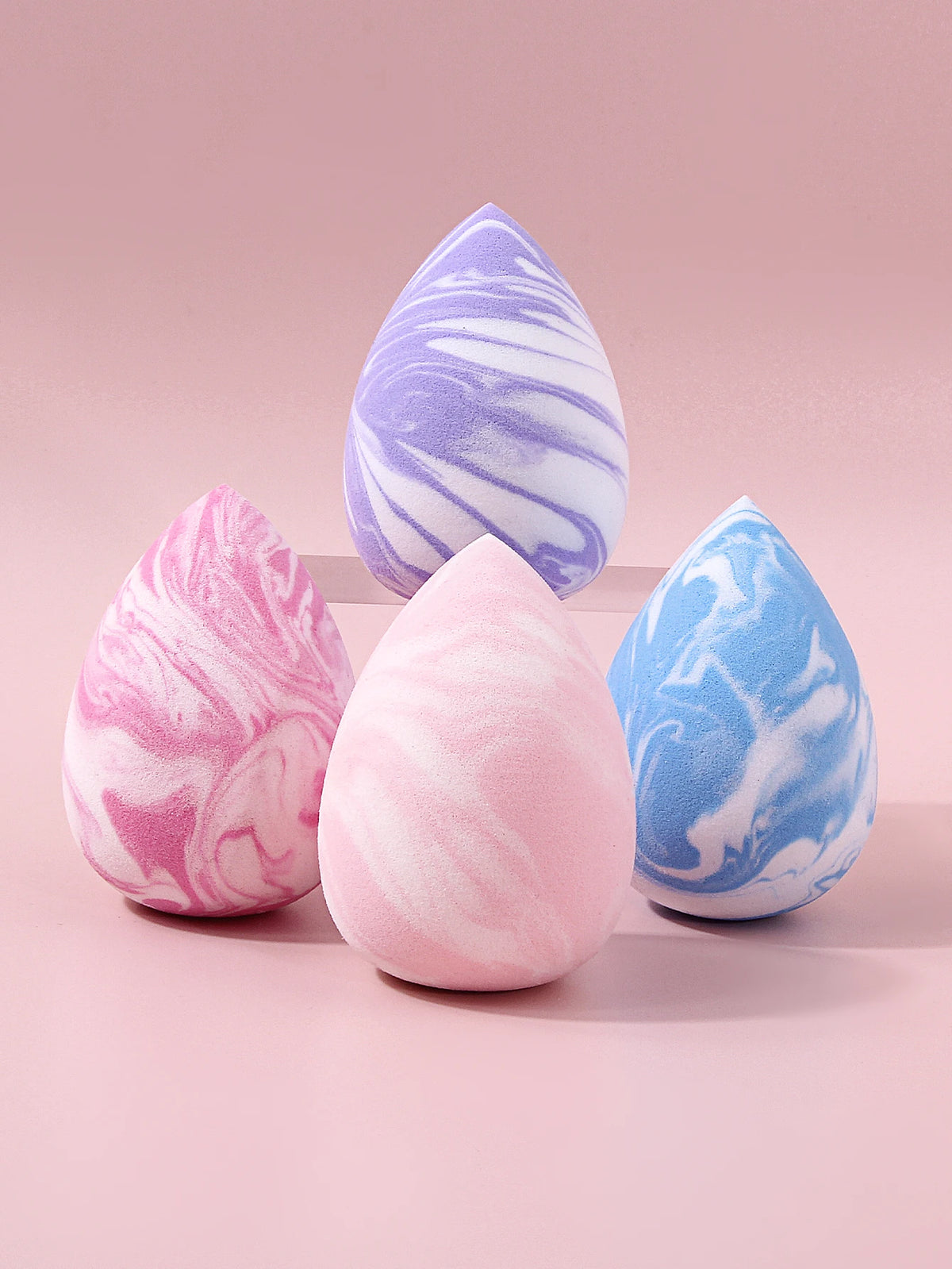 4-Piece Marble Print Makeup Sponge Set – Wet & Dry Puff Makeup Sponge Set Nixie
