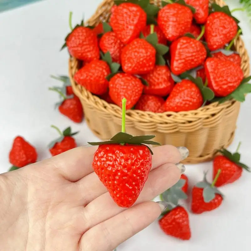 Lifelike Artificial Strawberries 10-20Pcs PVC Fake Fruit Decor Artificial Fruit Decor Nixie