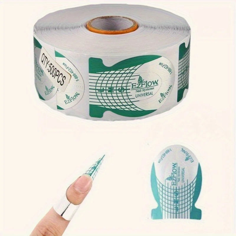 100/500Pcs Colorful Nail Extension Forms – Nail Mold Stickers Nail Extension Forms Nixie 500Pcs-Roll