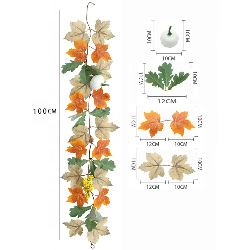 Autumn Artificial Maple Leaf & Pumpkin Garland – Fall Decor Artificial Fall Garland Nixie