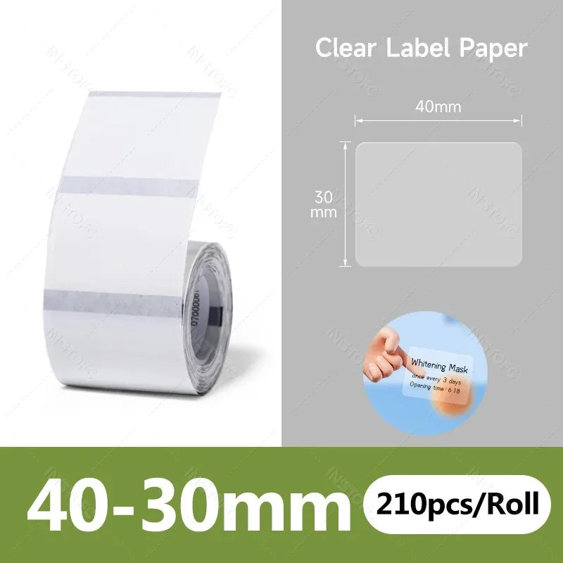 NiiMBOT Waterproof Label Paper for B1 B21 B3S Mini Printers Thermal Label Paper Nixie Clear 40x30mm