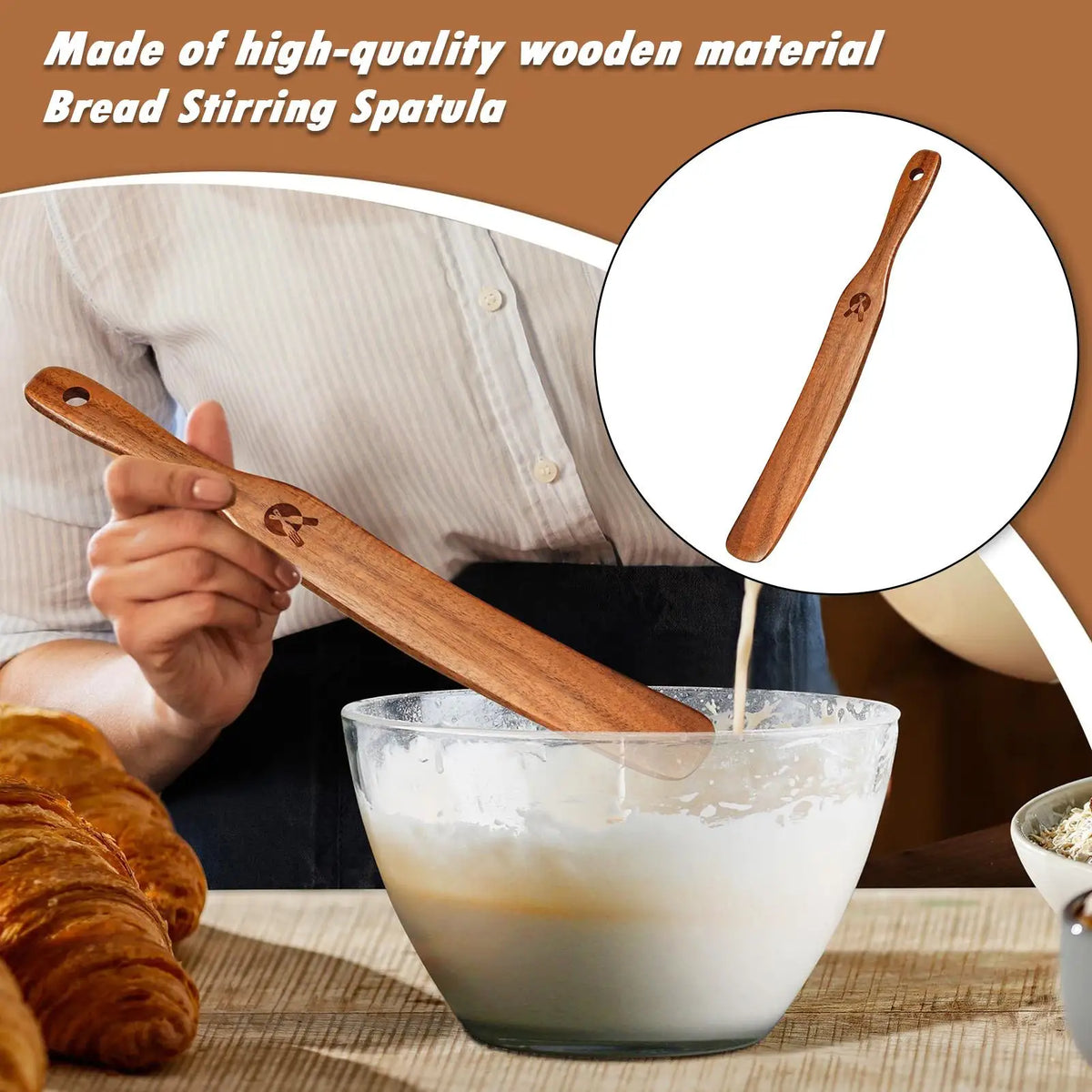Wooden Sourdough Starter Spatula – Eco-Friendly Dough Mixer