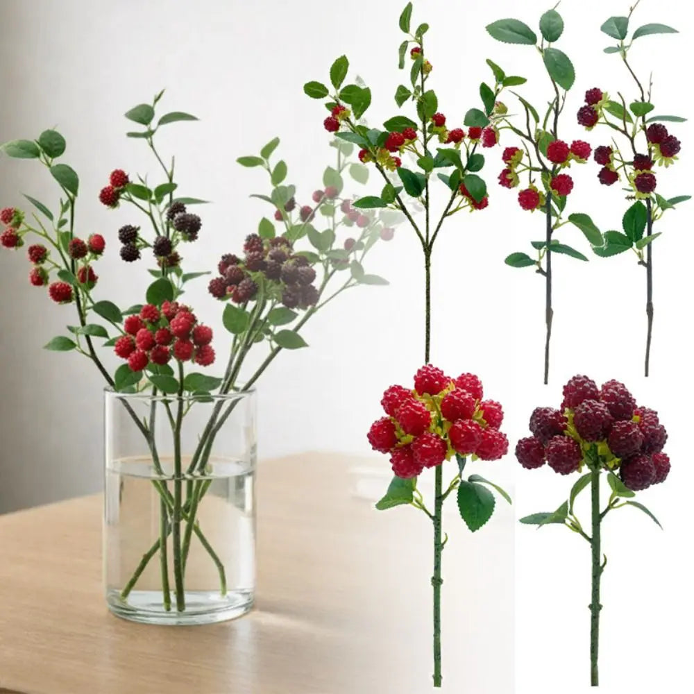 Raspberry Artificial Berry Branches – Faux Fruit Floral Decor