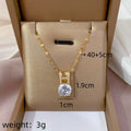 Women's Gold Zircon Pendant Necklace – Stainless Steel Chain Pendant Necklace Nixie XL2606-417