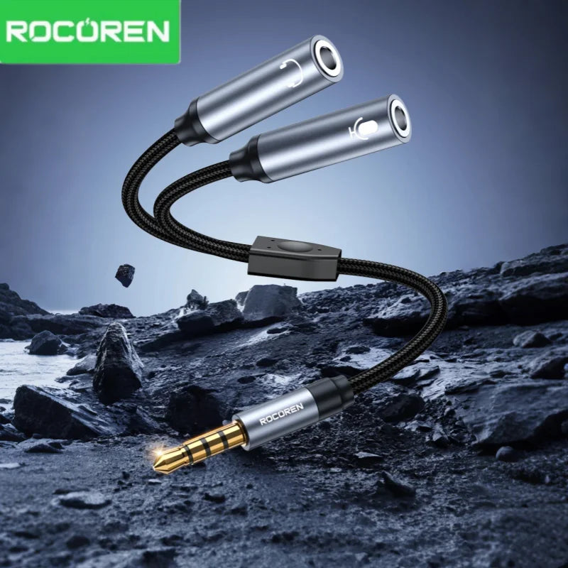 Rocoren 3.5mm Audio Splitter Cable – Headphone & Mic Adapter Audio Splitter Cable Nixie