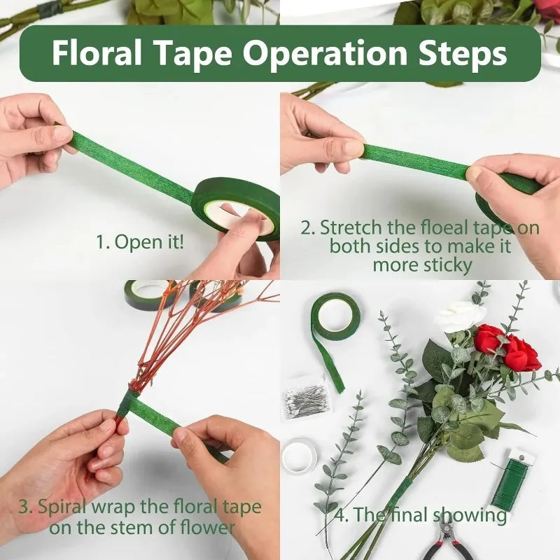 Green Self-Adhesive Floral Tape for DIY Bouquets & Wedding Décor Floral Craft Tape Nixie