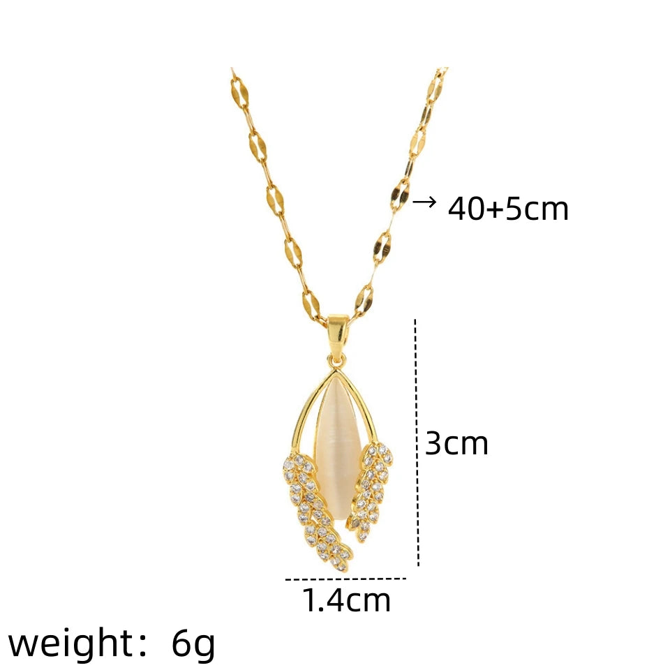 Women's Leaf Pendant Necklace – Stainless Steel Gold & Silver Pendant Necklace Nixie XL1470-026