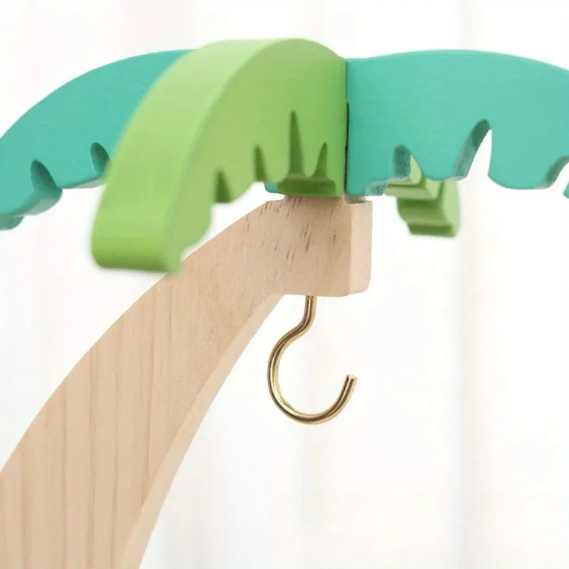 Wooden Banana Holder Fruit Shelf with Decorative Leaves Fruit Storage Shelf Nixie