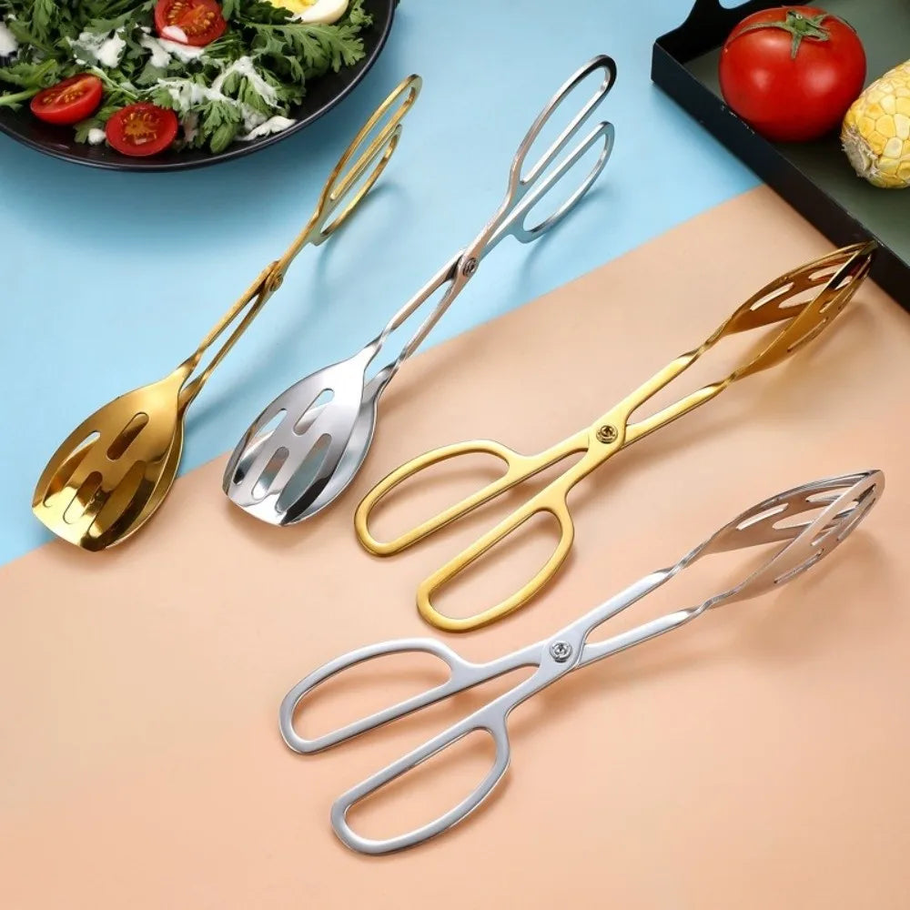 Stainless Steel Scissor Salad Tongs – Heat-Resistant Serving Kitchen Serving Tongs Nixie