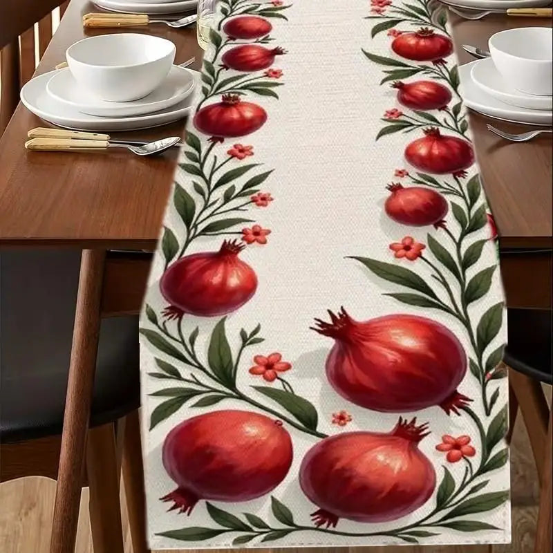 Rosh Hashanah Pomegranate Table Runner | Jewish Holiday Décor Holiday Table Runner Nixie
