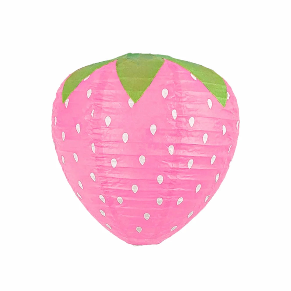 3D Strawberry Paper Lanterns – Handheld Kids Party Decor Paper Party Lantern Nixie 30CM Pink AS PIC