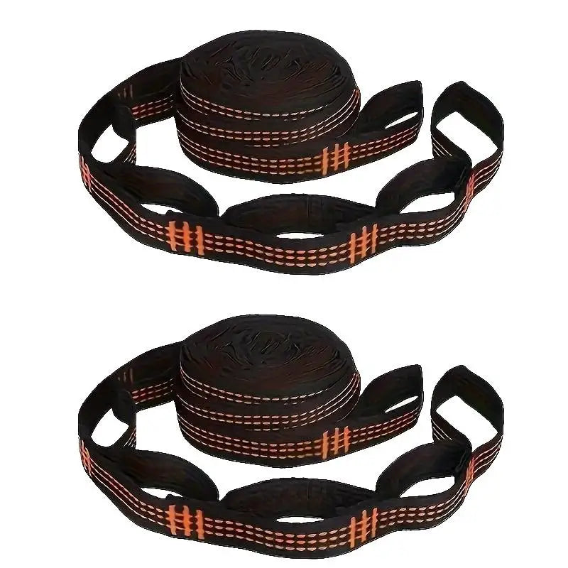 2-Pack Reinforced Polyester Hammock Straps – 5-Ring, 2m Hammock Straps Nixie Orange 2pcs