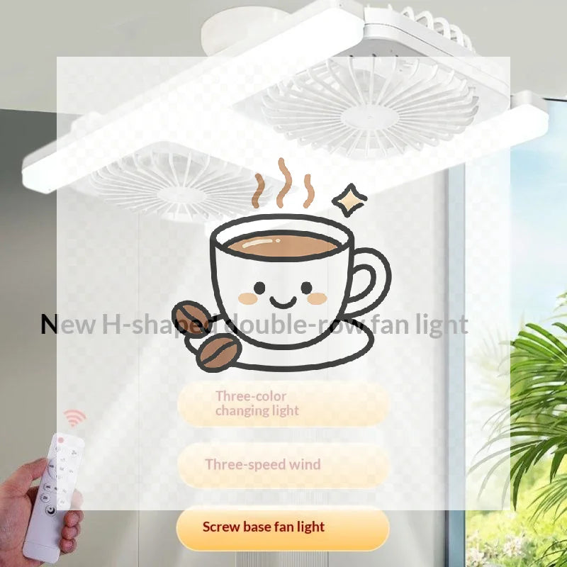 60W Dual-Fan LED Ceiling Light with Remote Control | E27