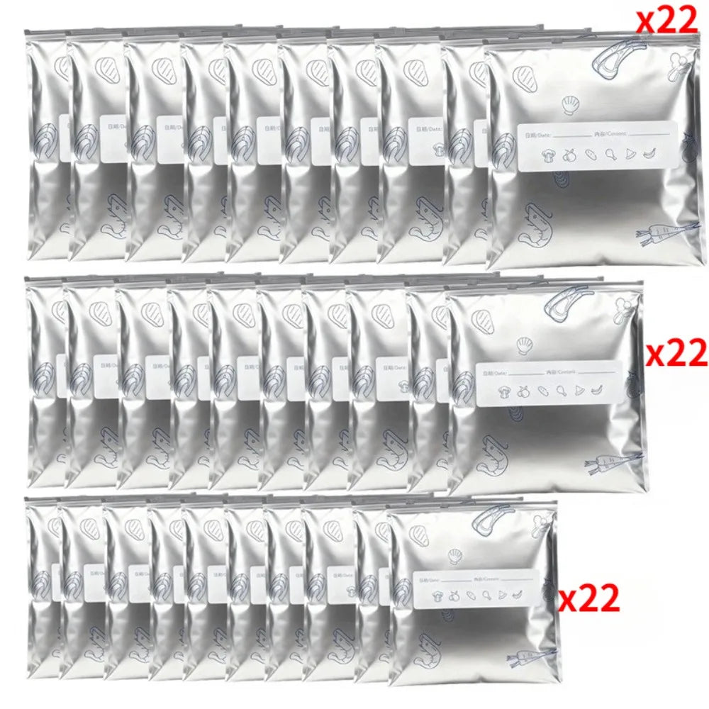 66Pcs Aluminum Foil Bags, Zipper Pouches & Air Fryer Liners Food Storage Set Nixie Large22 Med22 Sm22