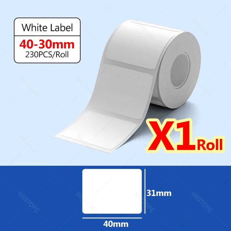 NIIMBOT B1/B21/B3S Waterproof Color Label Sticker Roll Thermal Label Roll Nixie White 40x30mm