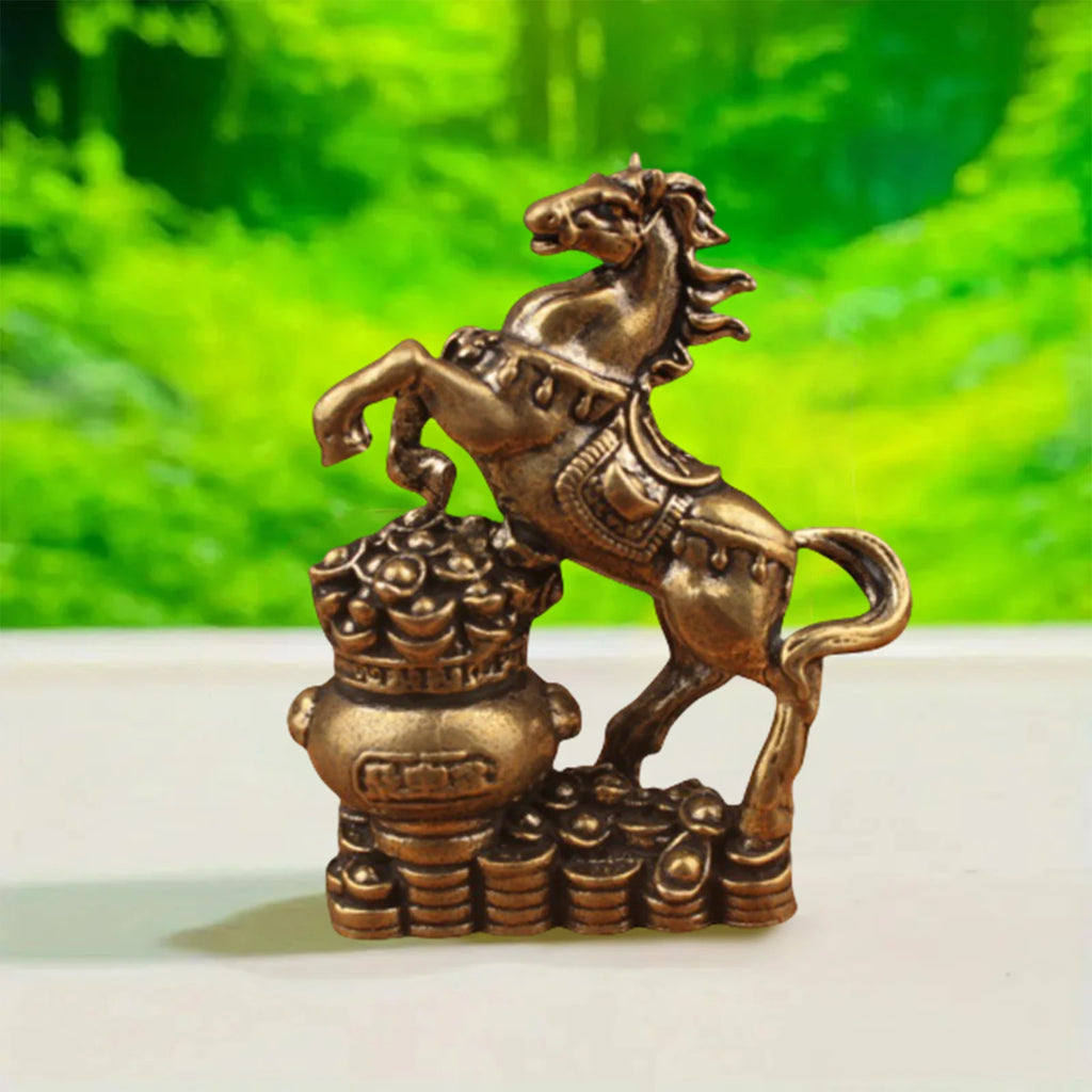 Brass Horse Figurine Feng Shui Zodiac Lucky Statue Home Decor Decorative Figurine Nixie