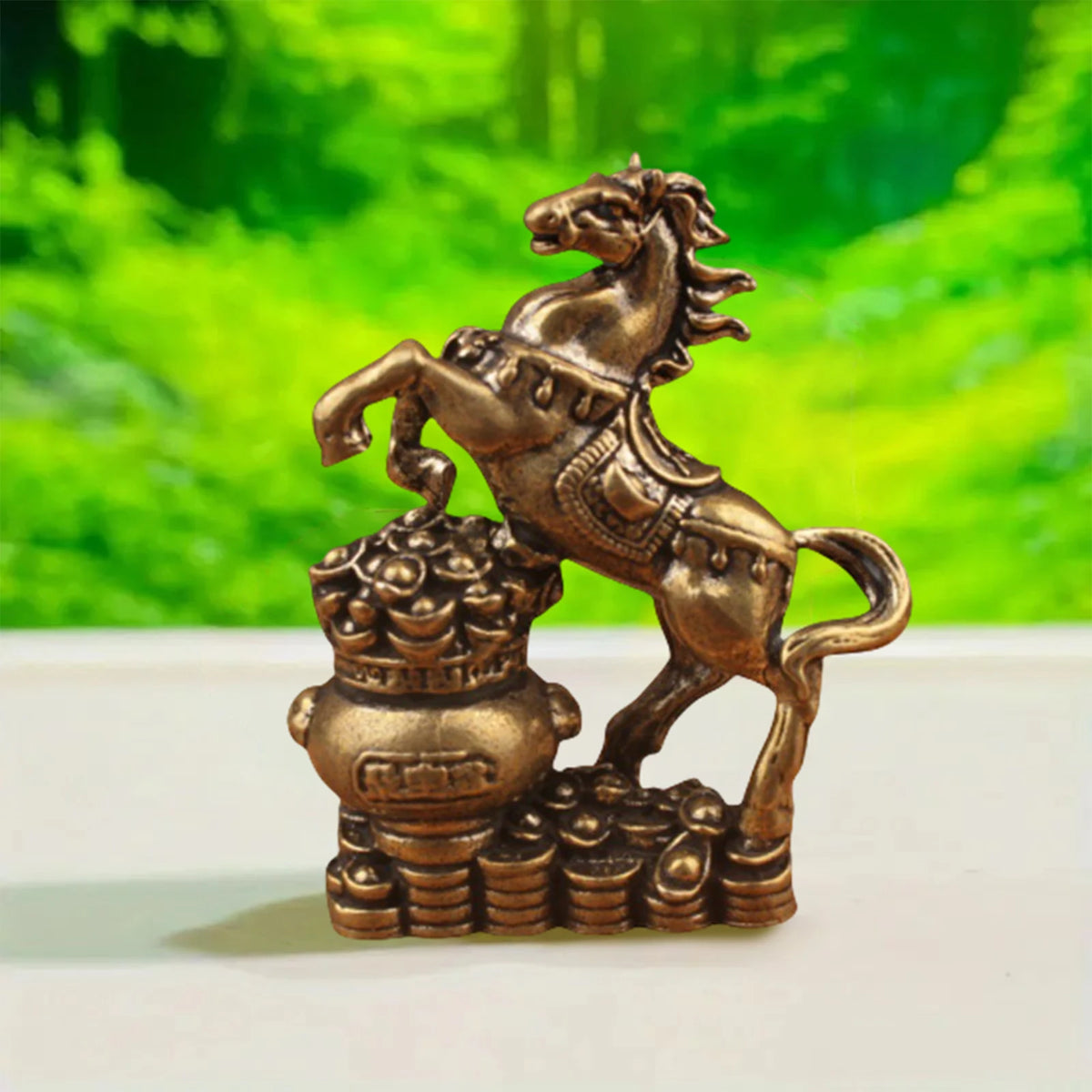 Brass Horse Figurine Feng Shui Zodiac Lucky Statue Home Decor Decorative Figurine Nixie