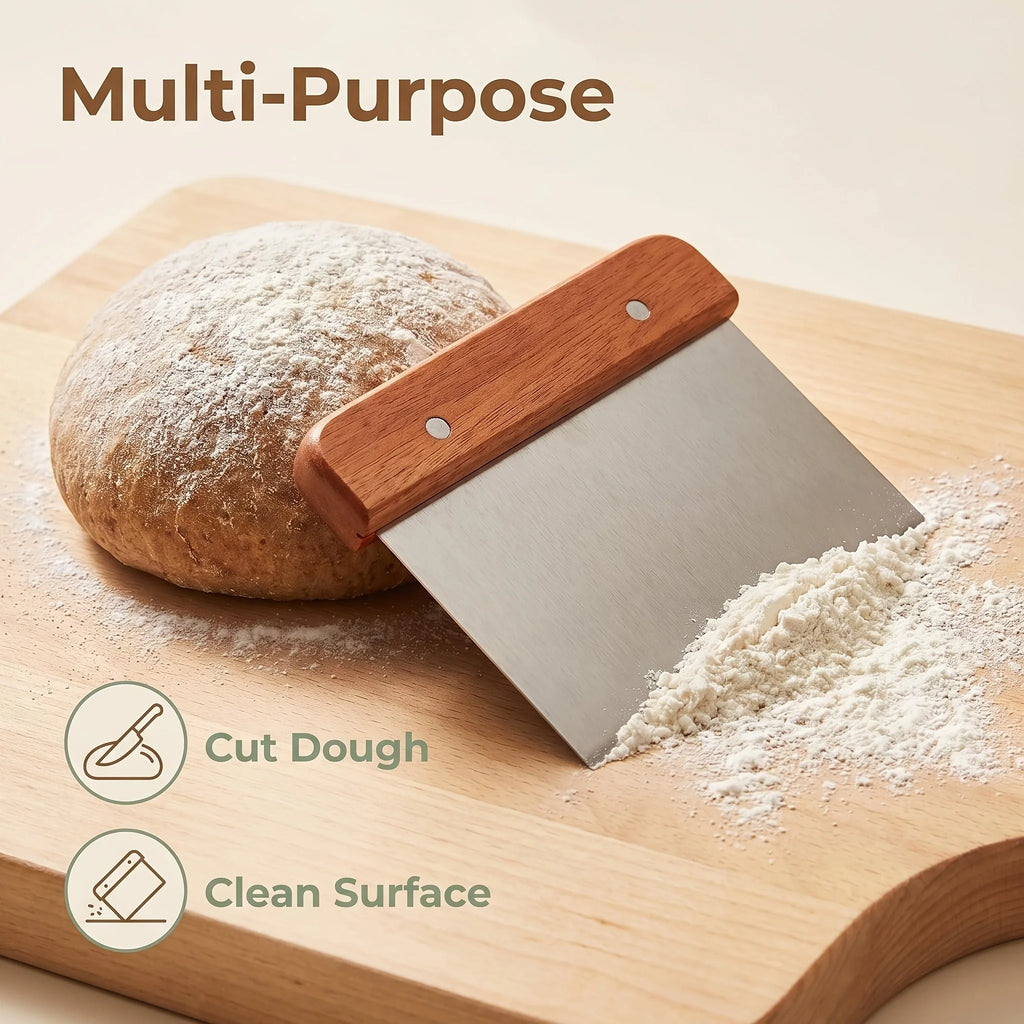 Wooden Handle Stainless Steel Dough & Bench Scraper Bench Scraper Nixie