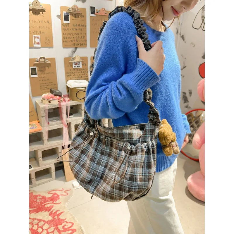 Vintage Plaid Crossbody Bag – Large Capacity Women's Shoulder Bag Crossbody Shoulder Bag Nixie