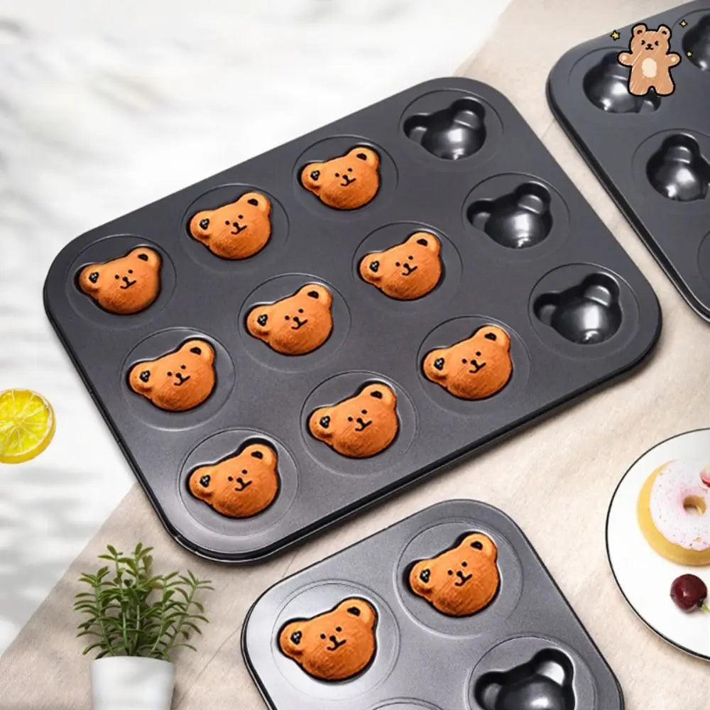 Bear Shaped Muffin Pan – Non-Stick Carbon Steel Cake Mold Cake Baking Mold Nixie