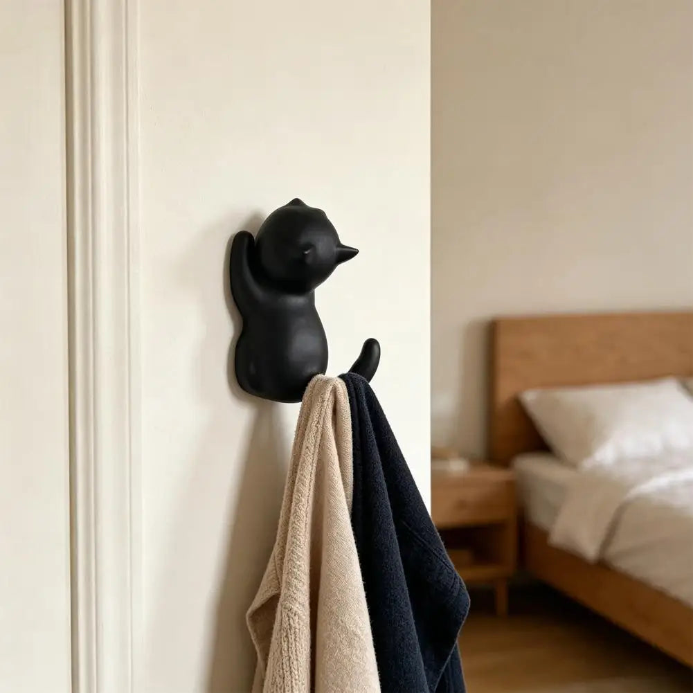 Cute Cat Shape Adhesive Wall Hook – No-Drill Key Holder