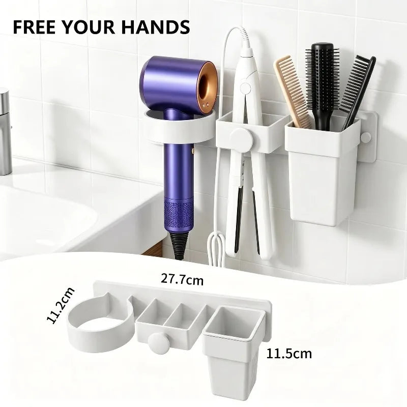 Wall Mount Hair Dryer Holder & Styling Tools Organizer Rack Hair Tool Organizer Nixie B-WHITE