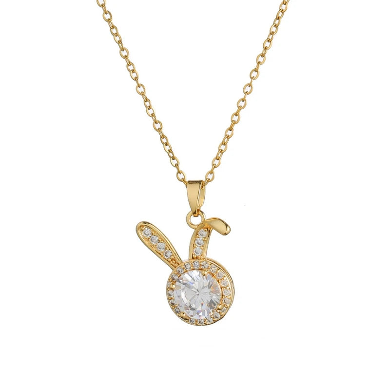 Cute Bunny Copper Zirconia Pendant Necklace for Women Pendant Necklace Nixie