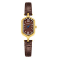 REBIRTH Women's Retro Gold Quartz Watch – Barrel Dial & Leather Strap Women's Quartz Watch Nixie Coffee