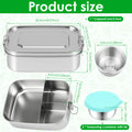 Nixie Stainless Steel Bento Box 1500ml Leakproof 3-Compartment Bento Lunch Box Nixie 20.5cm Style 2