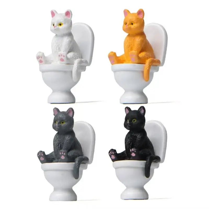 Funny Cat on Toilet Resin Figurine – Cute Kitten Decor Gift Resin Cat Figurine Nixie